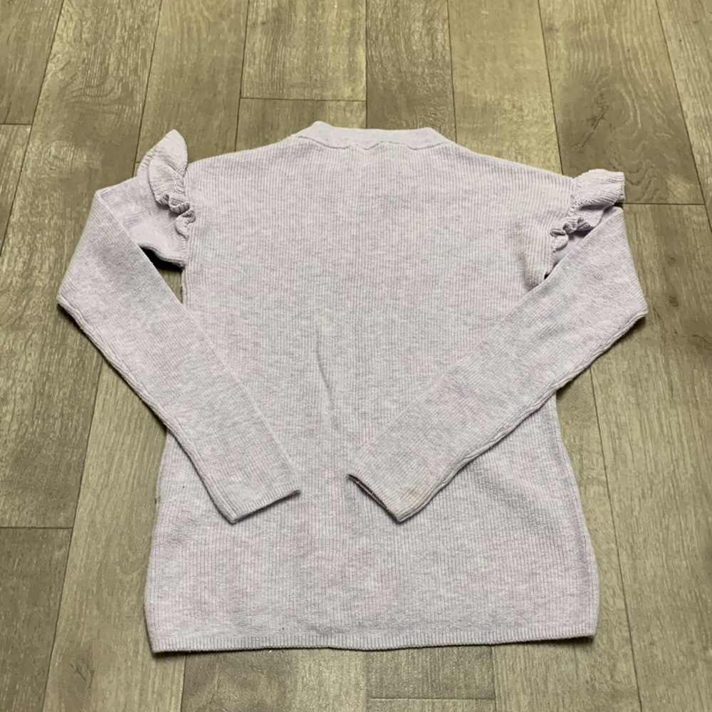 Womens J. Crew Lavender Ruffle Long Sleeve Pullover Ribbed Sweater‎ - Picture 2 of 8